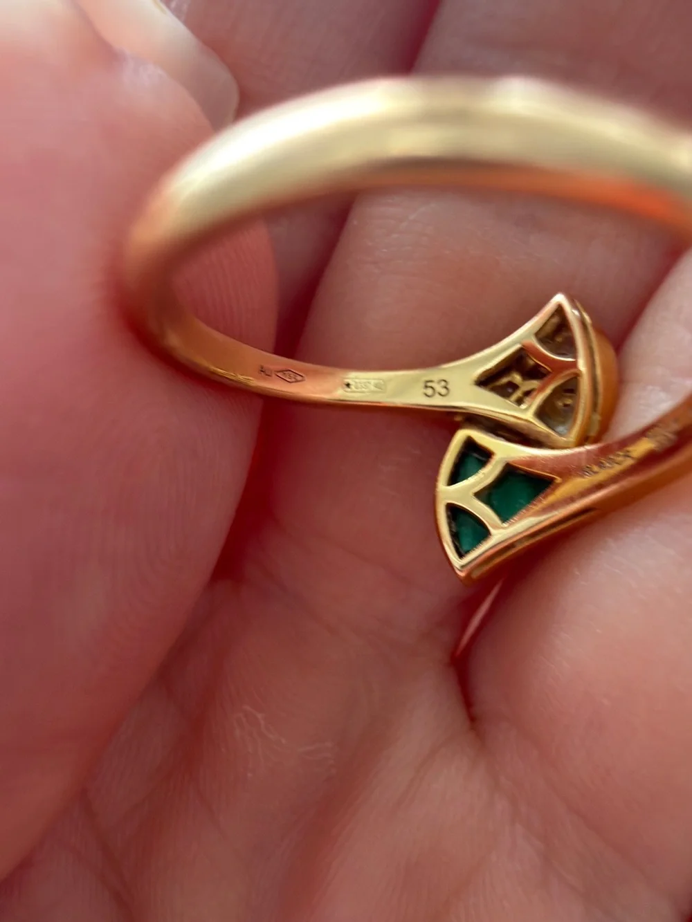 Rose Gold Green Malachite and Diamond Accent Ring by - Picture 3 of 3